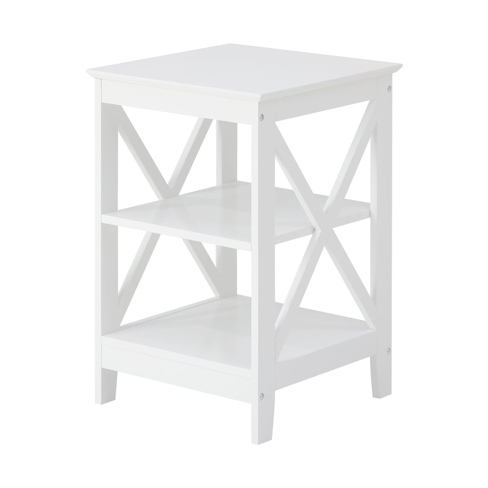2x Side Table Coffee Bedside Sofa Storage 3-tier Shelf White