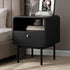 Bedside Table – Wood Grain, Metal Base Frame, Drawer + Shelf, Natural