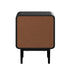 Bedside Table – Wood Grain, Metal Base Frame, Drawer + Shelf, Natural