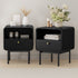Bedside Table – 1 Drawer, Shelf, Metal Base, Black (Set of 2)
