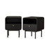 Bedside Table – 1 Drawer, Shelf, Metal Base, Black (Set of 2)