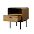 Bedside Table Bedroom Storage Nightstand Metal Natural