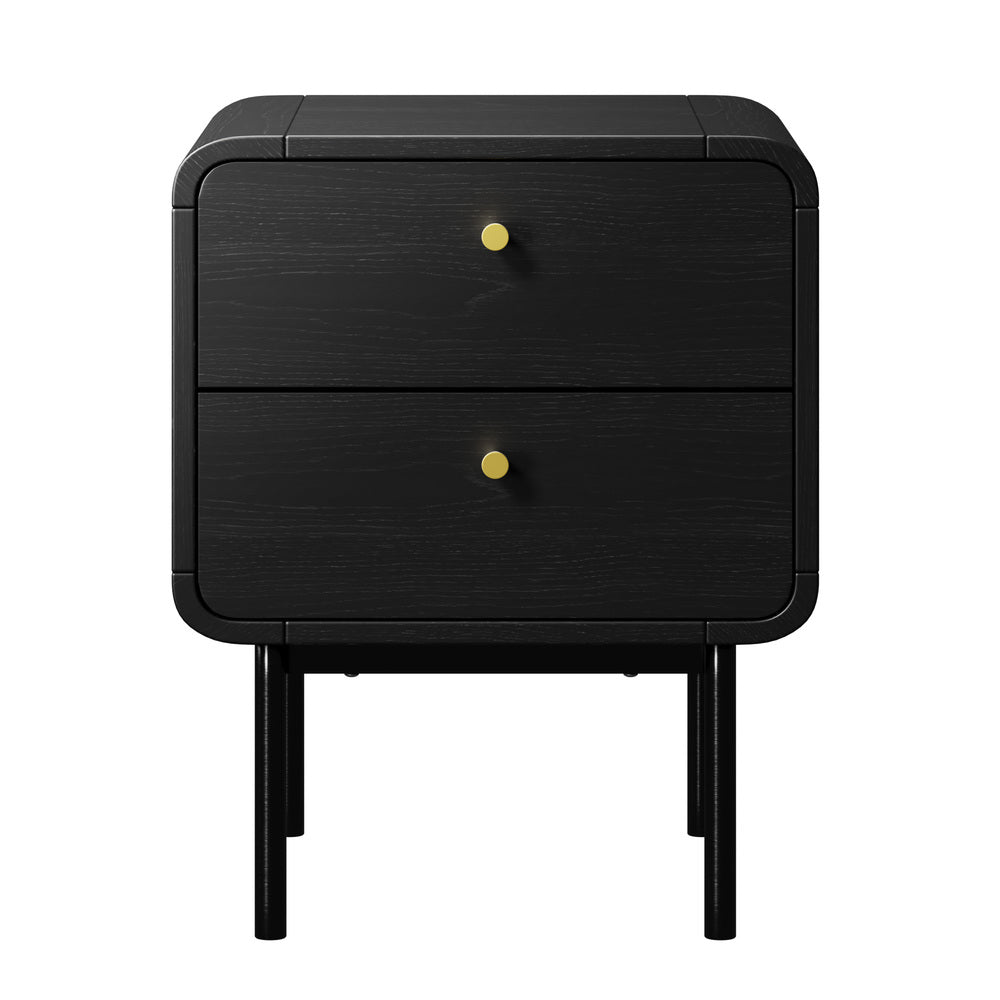 2x Bedside Table 2 Drawers Bedroom Nightstand Black