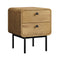 Bedside Table 2 Drawers Bedroom Nightstand Metal Natural