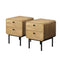 2x Bedside Table 2 Drawers Bedroom Nightstand Natural