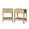 2x Bedside Table Drawer Side Table Storage Nightstand Natural