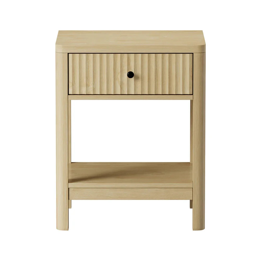 2x Bedside Table Drawer Side Table Storage Nightstand Natural