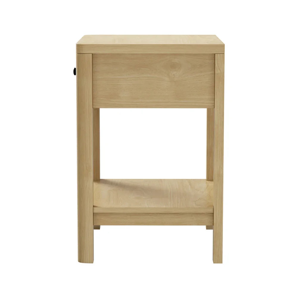 2x Bedside Table Drawer Side Table Storage Nightstand Natural