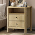Bedside Table 2 Drawers Side End Tables Open Shelf Natural