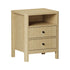 Bedside Table 2 Drawers Side End Tables Open Shelf Natural