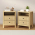 2x Bedside Table 2 Drawers Nightstand Open Shelf Natural