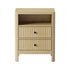 2x Bedside Table 2 Drawers Nightstand Open Shelf Natural