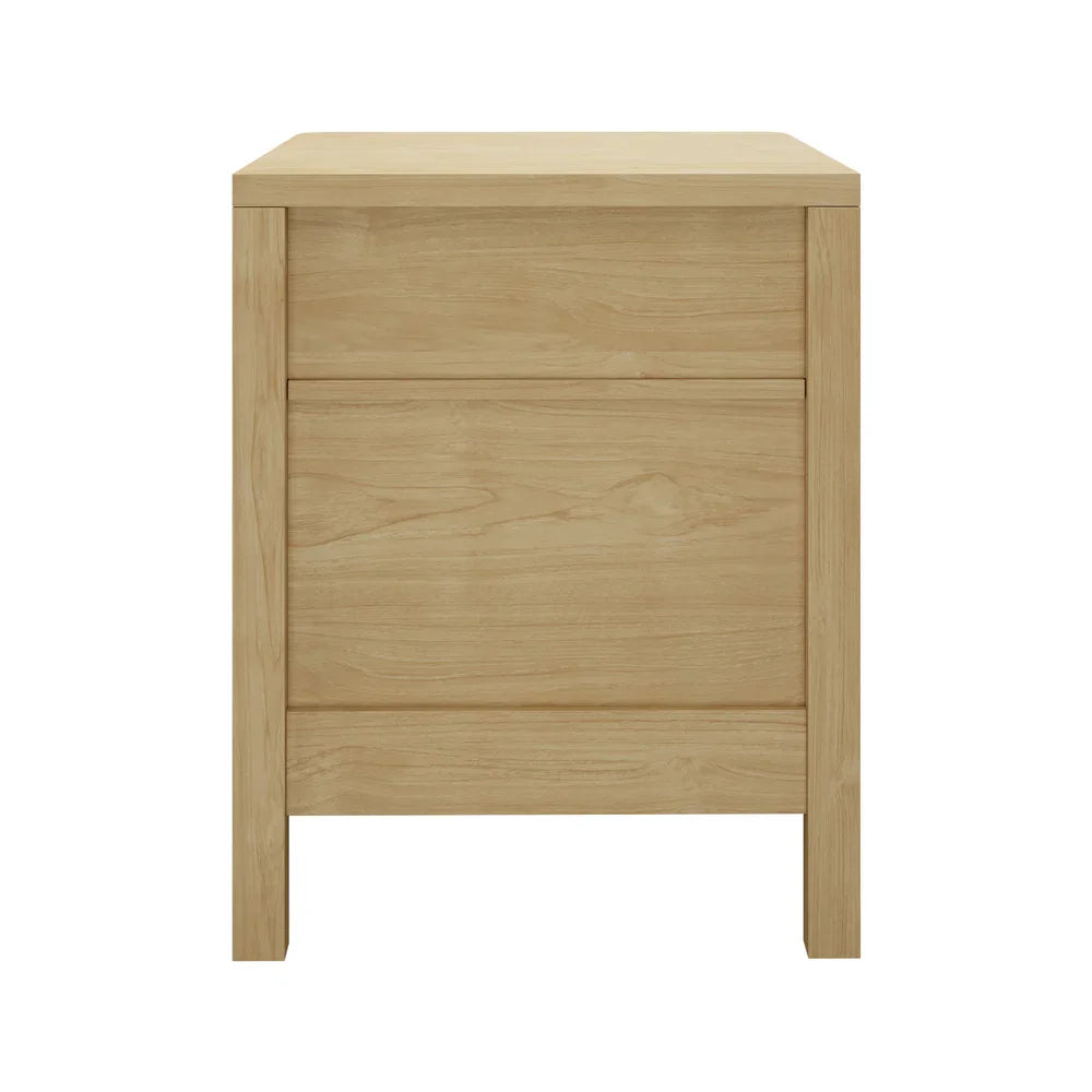 2x Bedside Table 2 Drawers Nightstand Open Shelf Natural