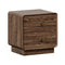 Bedside Table 2 Drawers Nightstand Round Corner Walnut