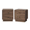 Oikiture 2pc Bedside Table 2 Drawers Nightstand Round Corner Walnut