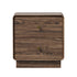 Oikiture 2pc Bedside Table 2 Drawers Nightstand Round Corner Walnut