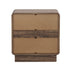 Oikiture 2pc Bedside Table 2 Drawers Nightstand Round Corner Walnut