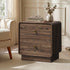 Oikiture 2pc Bedside Table 2 Drawers Nightstand Round Corner Walnut
