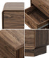 Oikiture 2pc Bedside Table 2 Drawers Nightstand Round Corner Walnut