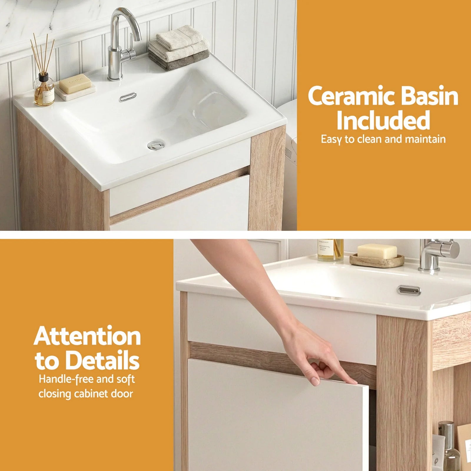 Vanity Unit 835mm Basin Bathroom Cabinet Side Storage Free Standing Sink