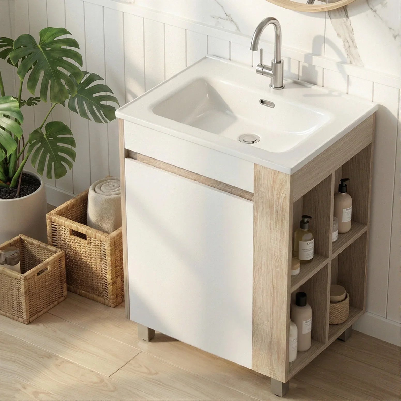 Vanity Unit 835mm Basin Bathroom Cabinet Side Storage Free Standing Sink