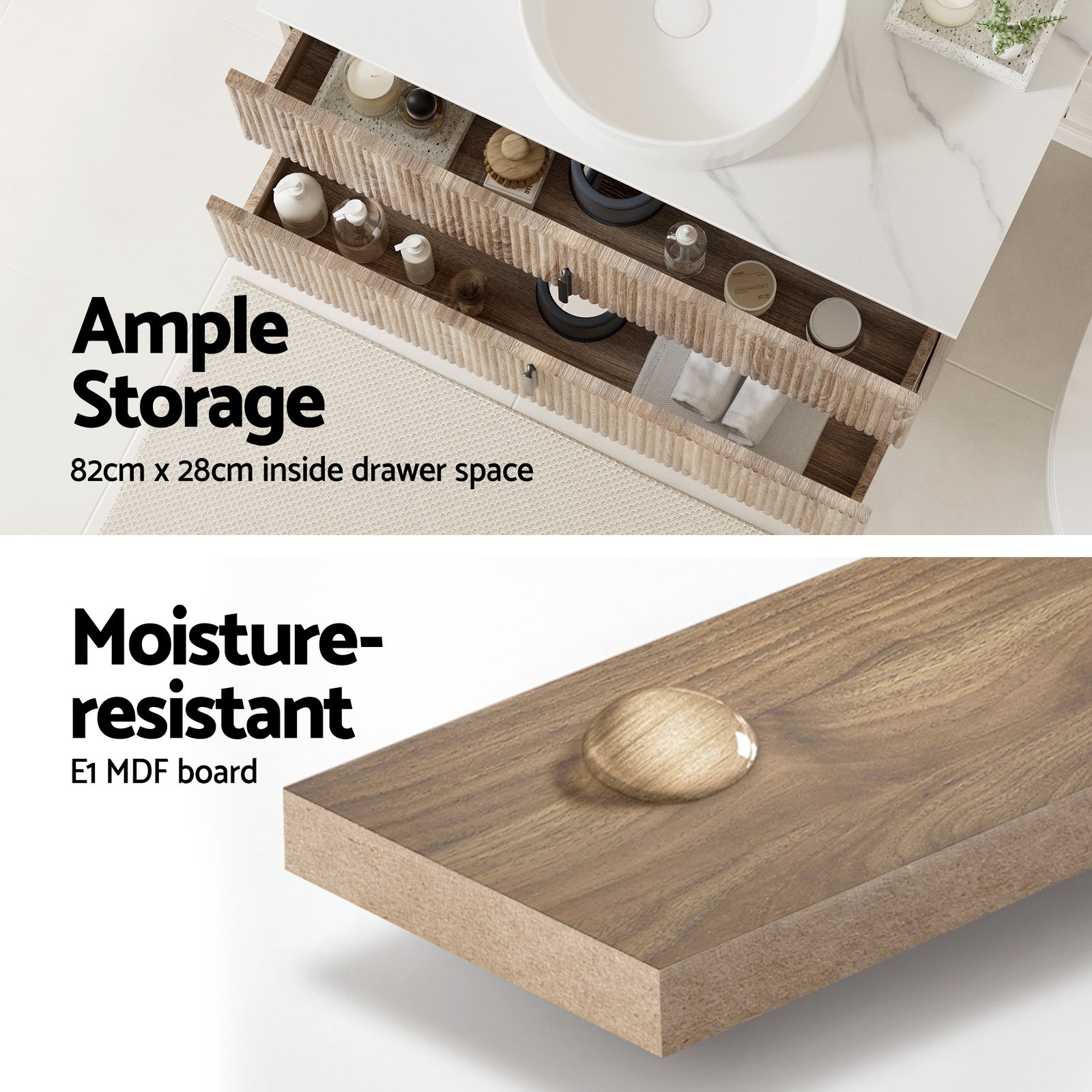 Vanity Unit 900mm Bathroom Cabinet Storage Wall Hung Timber Front Pine