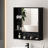 Bathroom Mirror Cabinet Mirrored Medicine Adjustable Shelf Wall Mounted 560mm Black