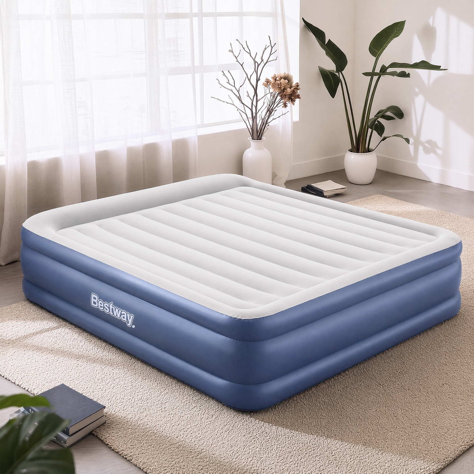 King Air Bed Inflatable Mattress with Built In Pump & Pillow