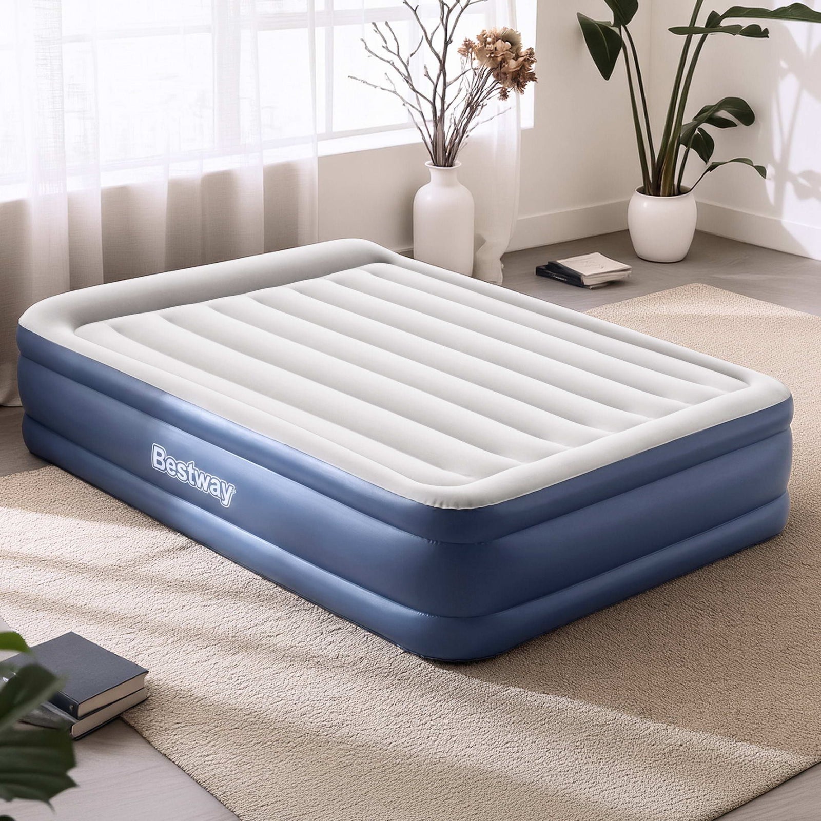 Queen Air Bed Inflatable Mattress with Built In Pump & Pillow