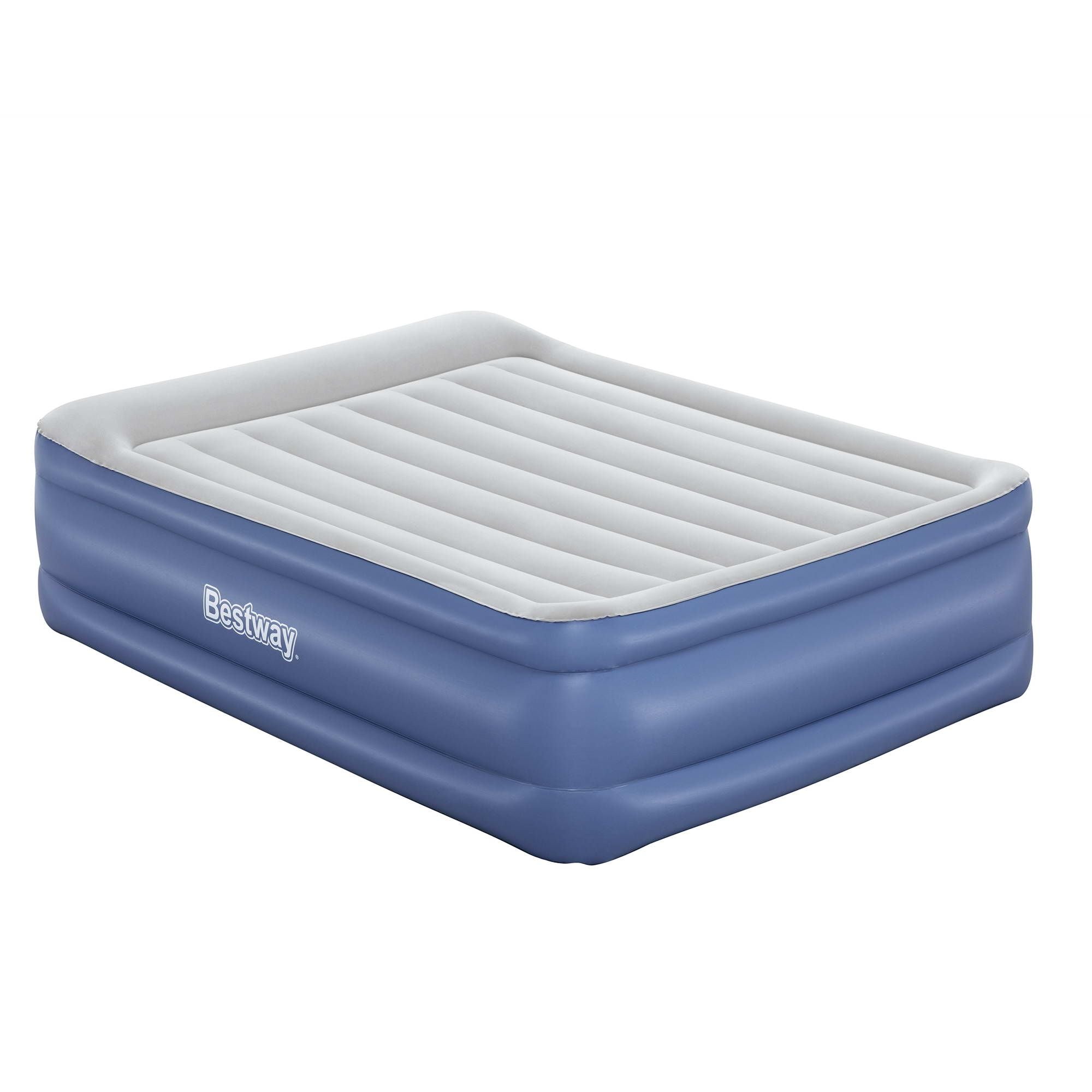 Air Bed Queen 56cm Coil Beam Built-in Electric Pump Navy