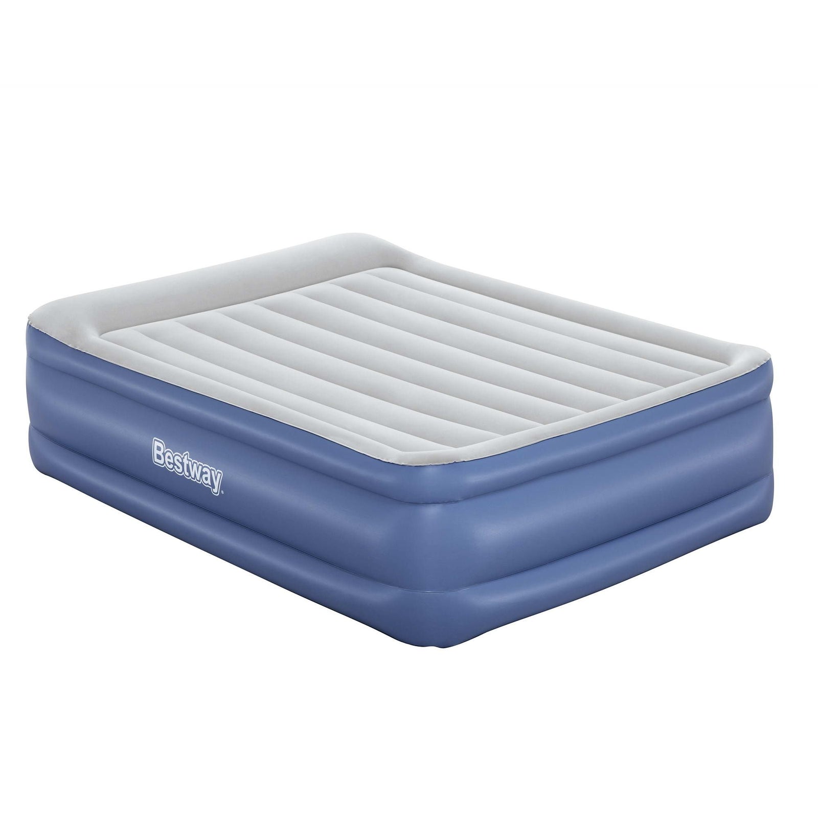 Air Bed Queen 56cm Coil Beam Built-in Electric Pump Navy