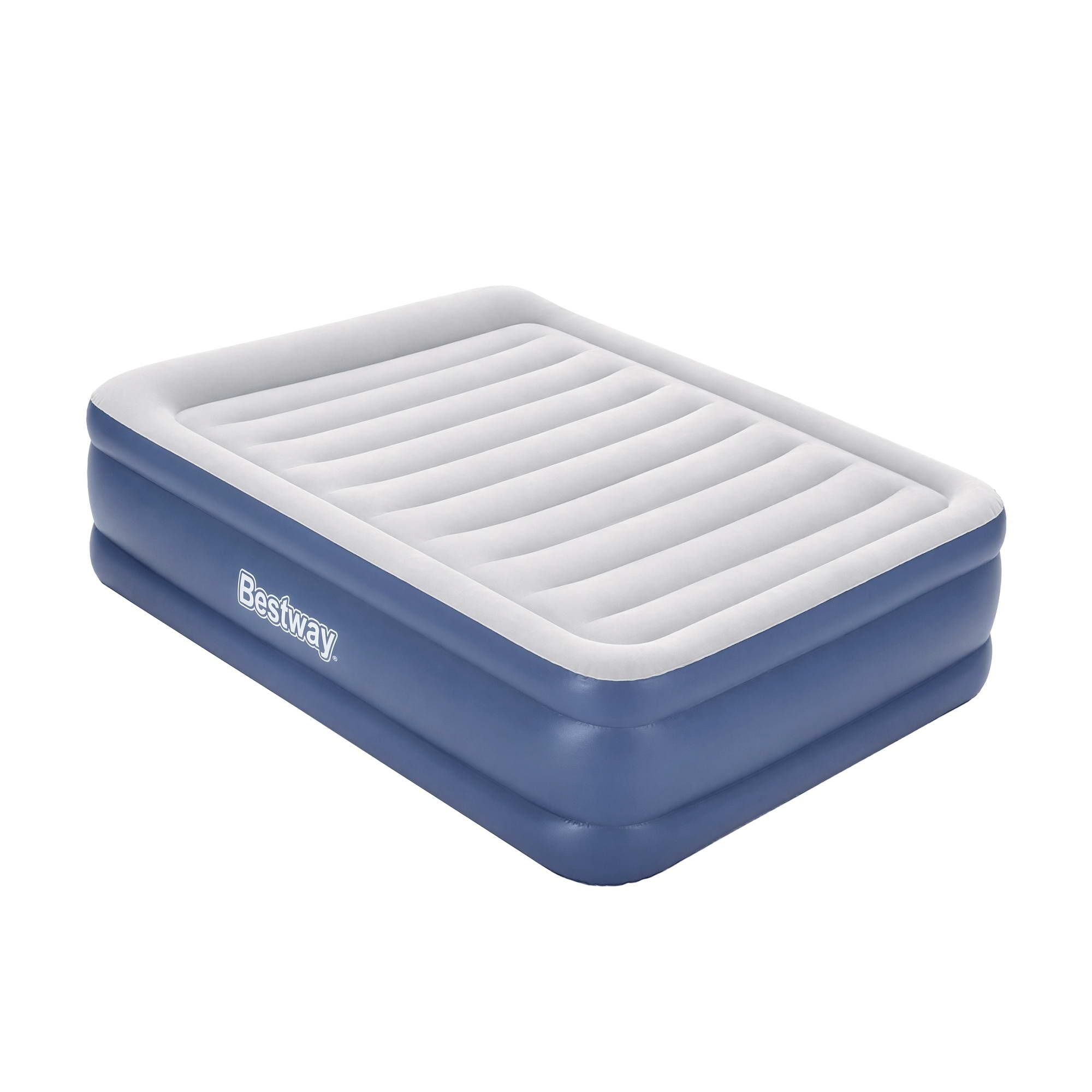 Queen Size Air Bed with Built-In Pump, Pillow & Flocked Surface