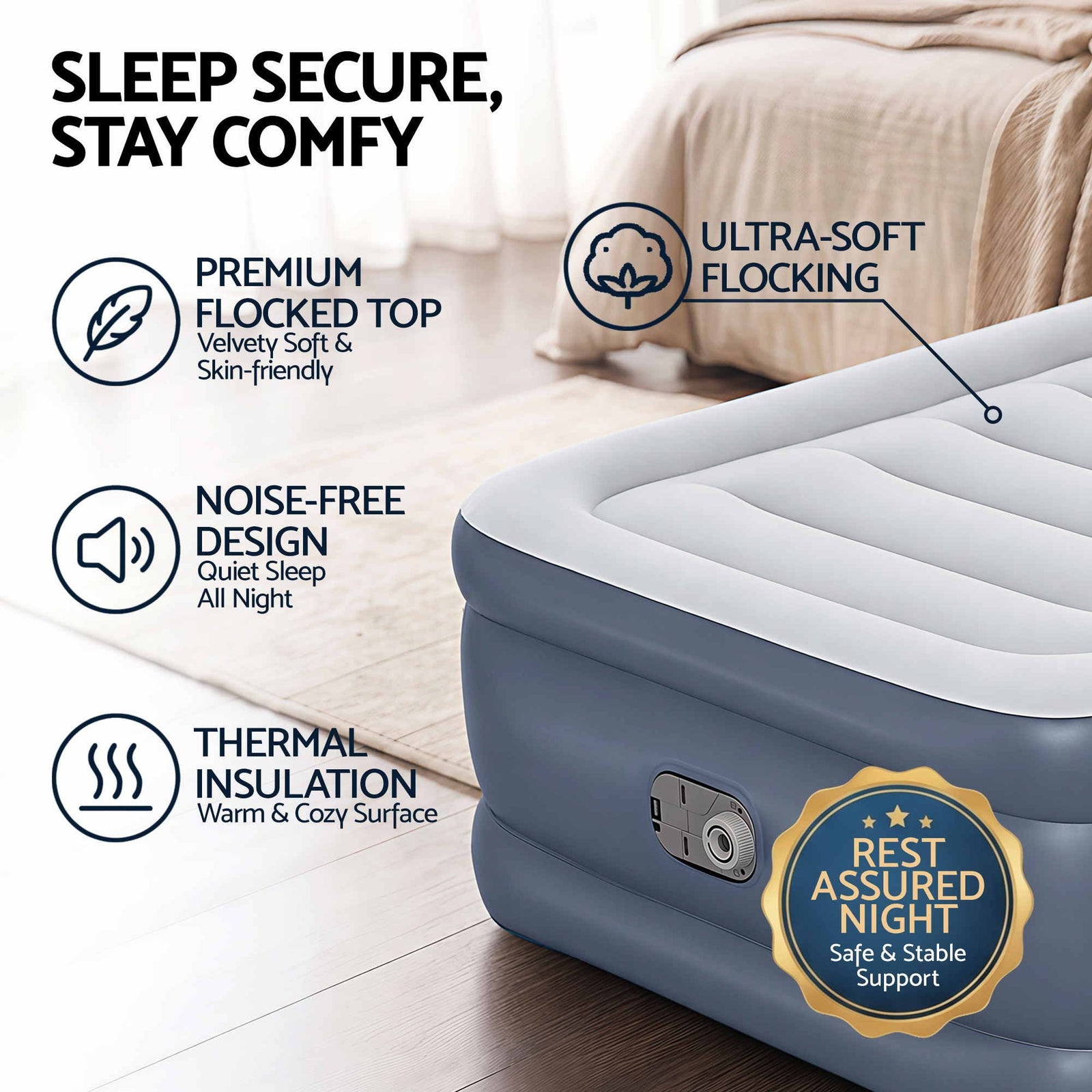 Mattress Air Bed Single Size 51CM Inflatable Camping Beds Home Outdoor