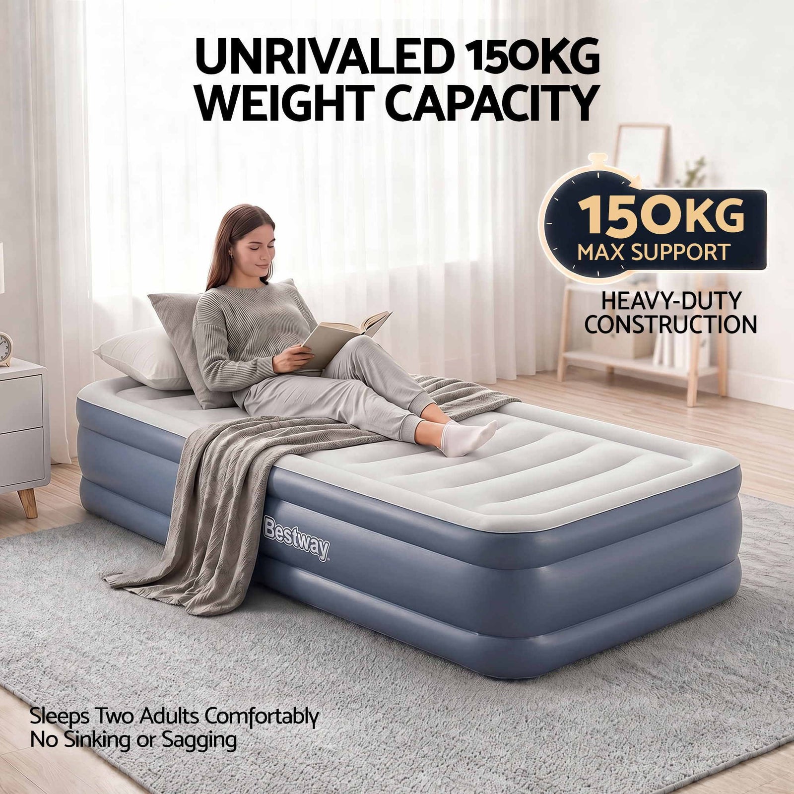 Mattress Air Bed Single Size 51CM Inflatable Camping Beds Home Outdoor