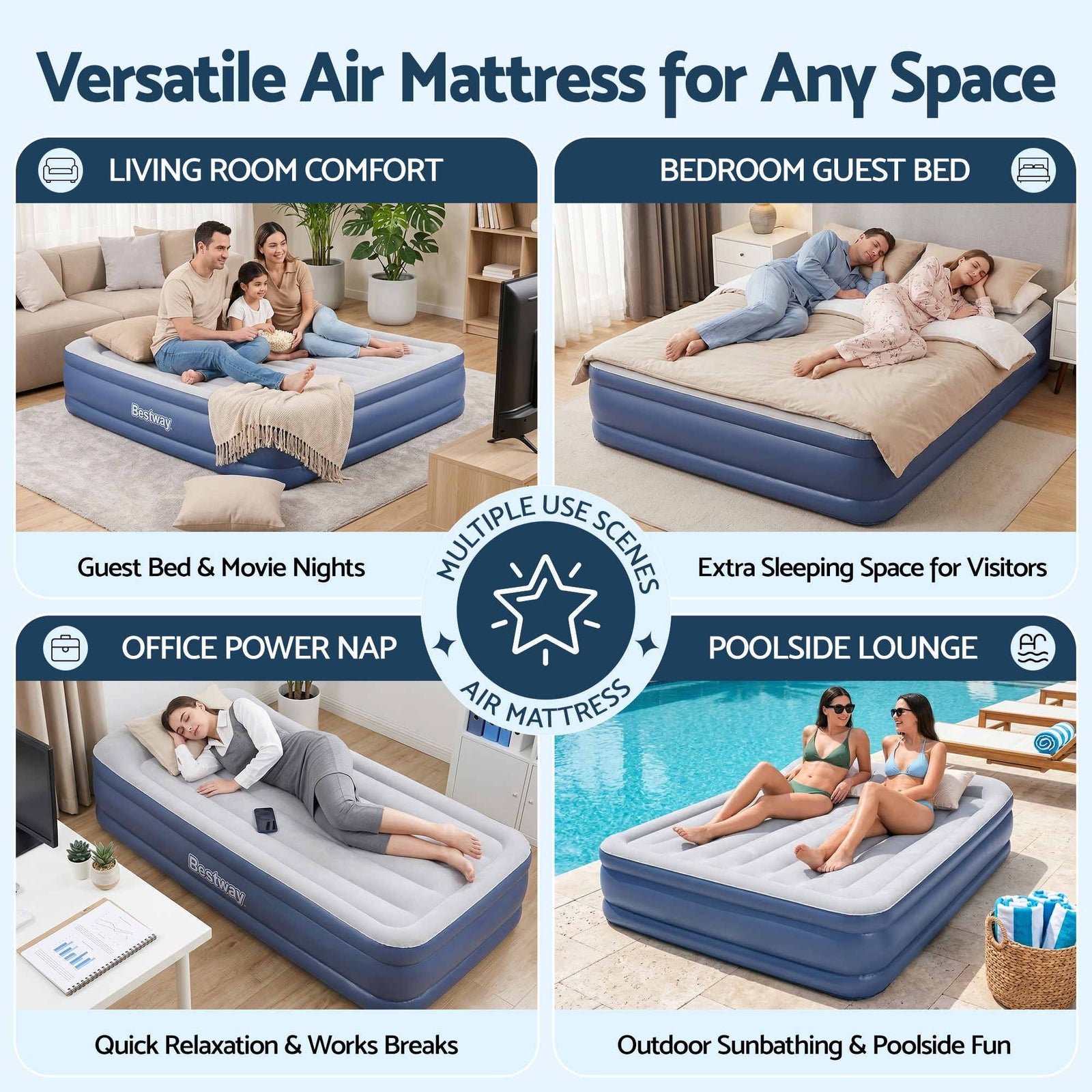 Mattress Air Bed Single Size 51CM Inflatable Camping Beds Home Outdoor