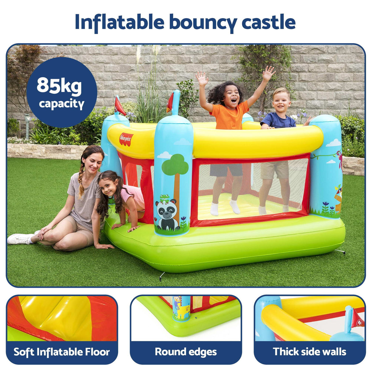 Kids Inflatable Jumping Castle Bounce House 175x173x135cm Mesh Walls 85kg Load