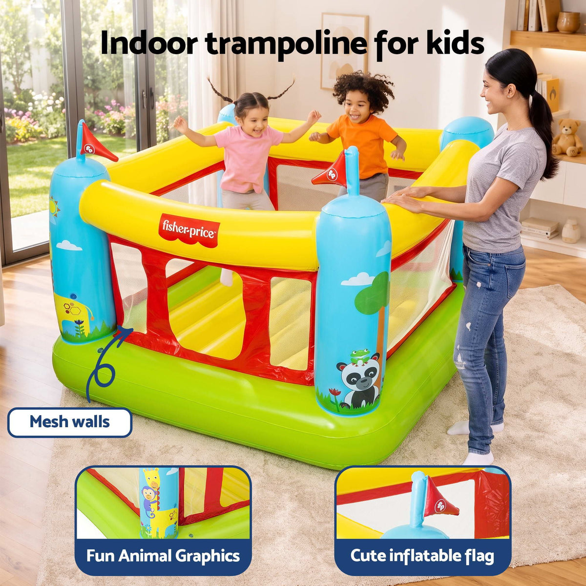 Kids Inflatable Jumping Castle Bounce House 175x173x135cm Mesh Walls 85kg Load