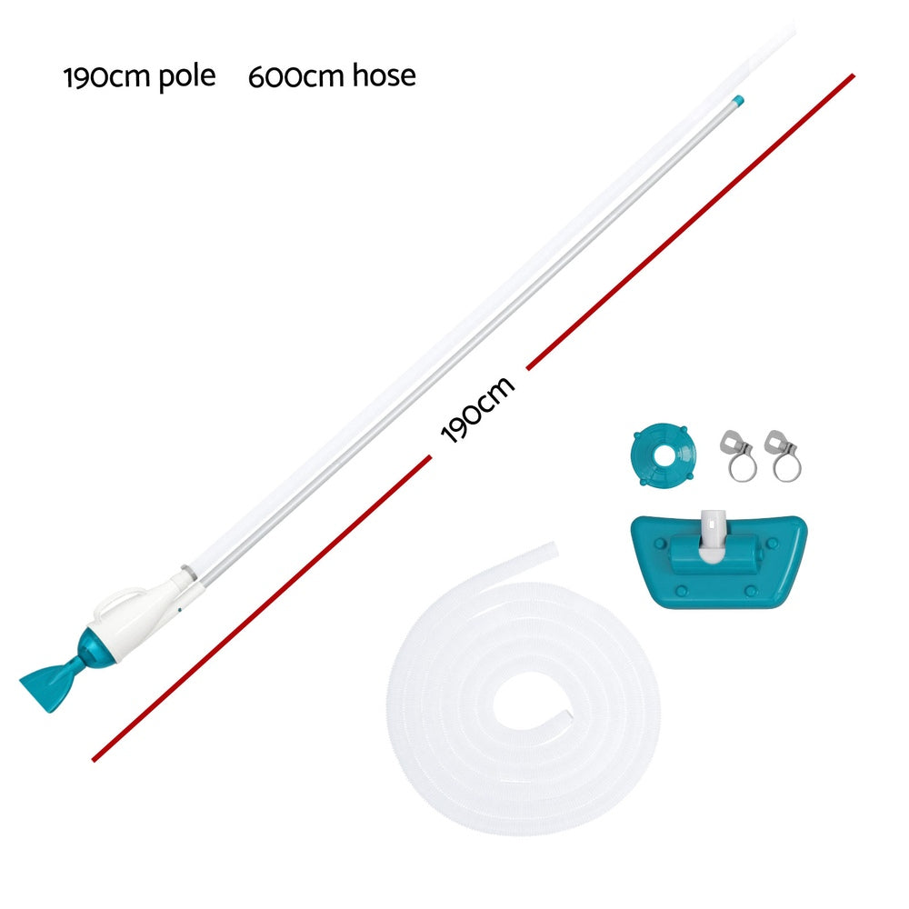 Pool Cleaner 2 Cleaning Heads Vacuum 6m Hose 1.9m Aluminium Pole
