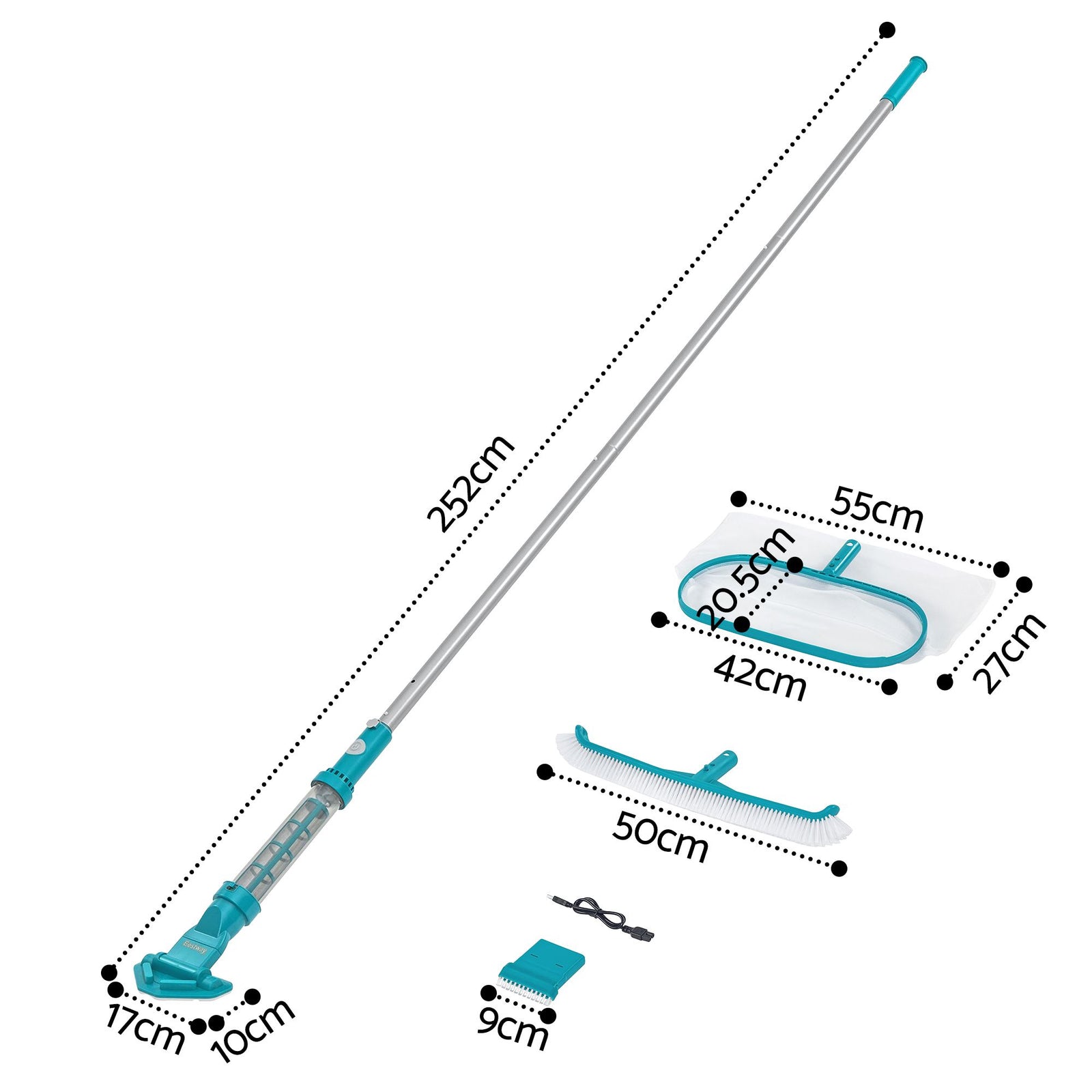 Bestway Pool Cleaner Maintenance Rechargeable Vacuum Cleaning Aluminium Pole 2m