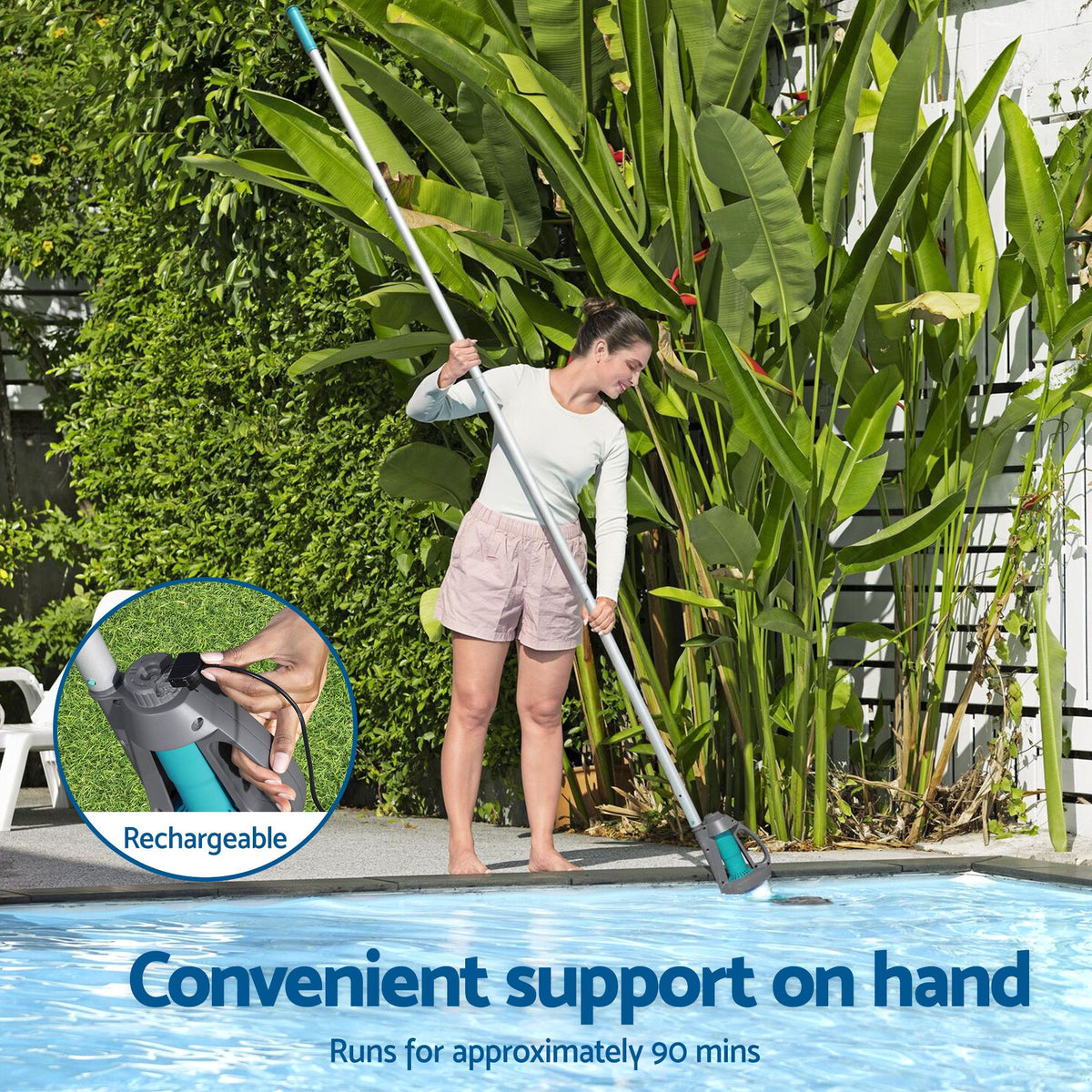 Bestway AquaGrip Handheld Rechargeable Pool Vacuum 2L Above Ground Pools LED