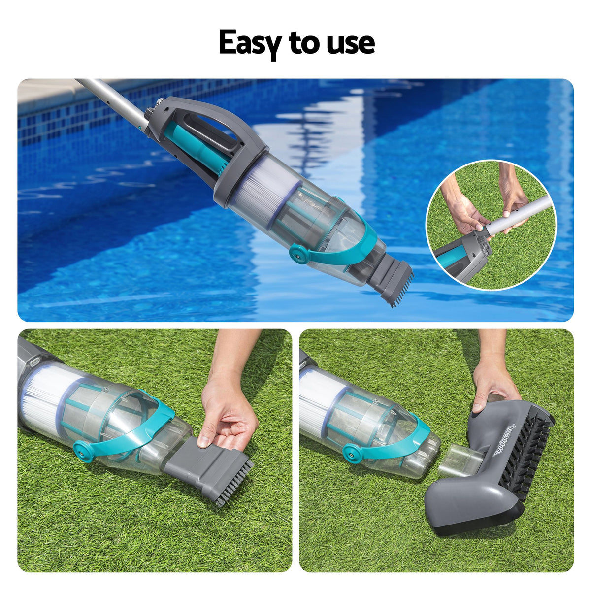 Bestway AquaGrip Handheld Rechargeable Pool Vacuum 2L Above Ground Pools LED