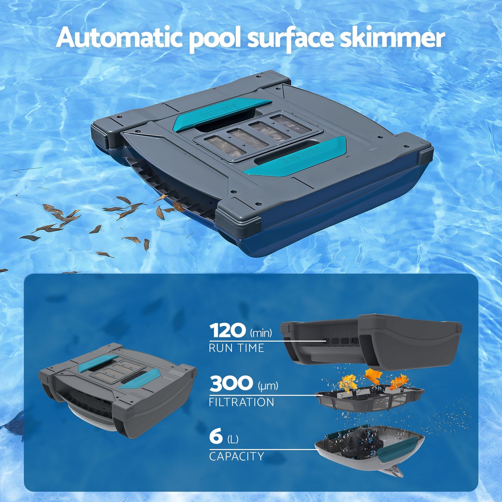 Bestway Robotic Pool Cleaner Automatic Vacuum Surface Skimmer Above Ground 2-in-1