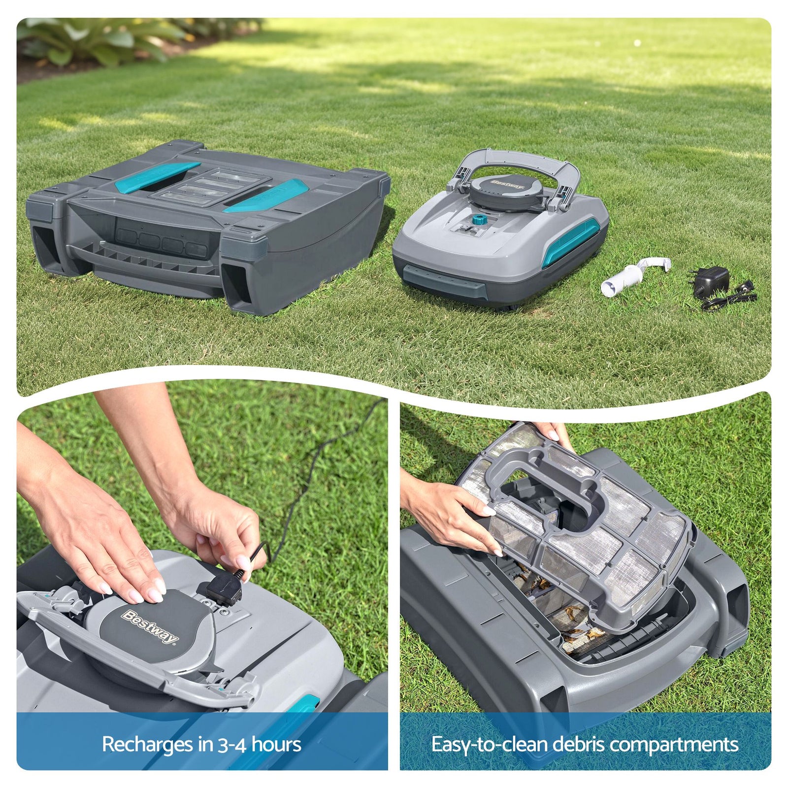 Bestway Robotic Pool Cleaner Automatic Vacuum Surface Skimmer Above Ground 2-in-1