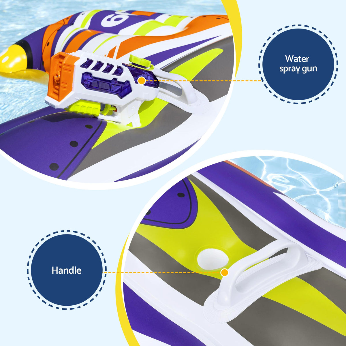 Spaceship Ride-On Pool Float Toy Floaties for Kids 45kg Capacity