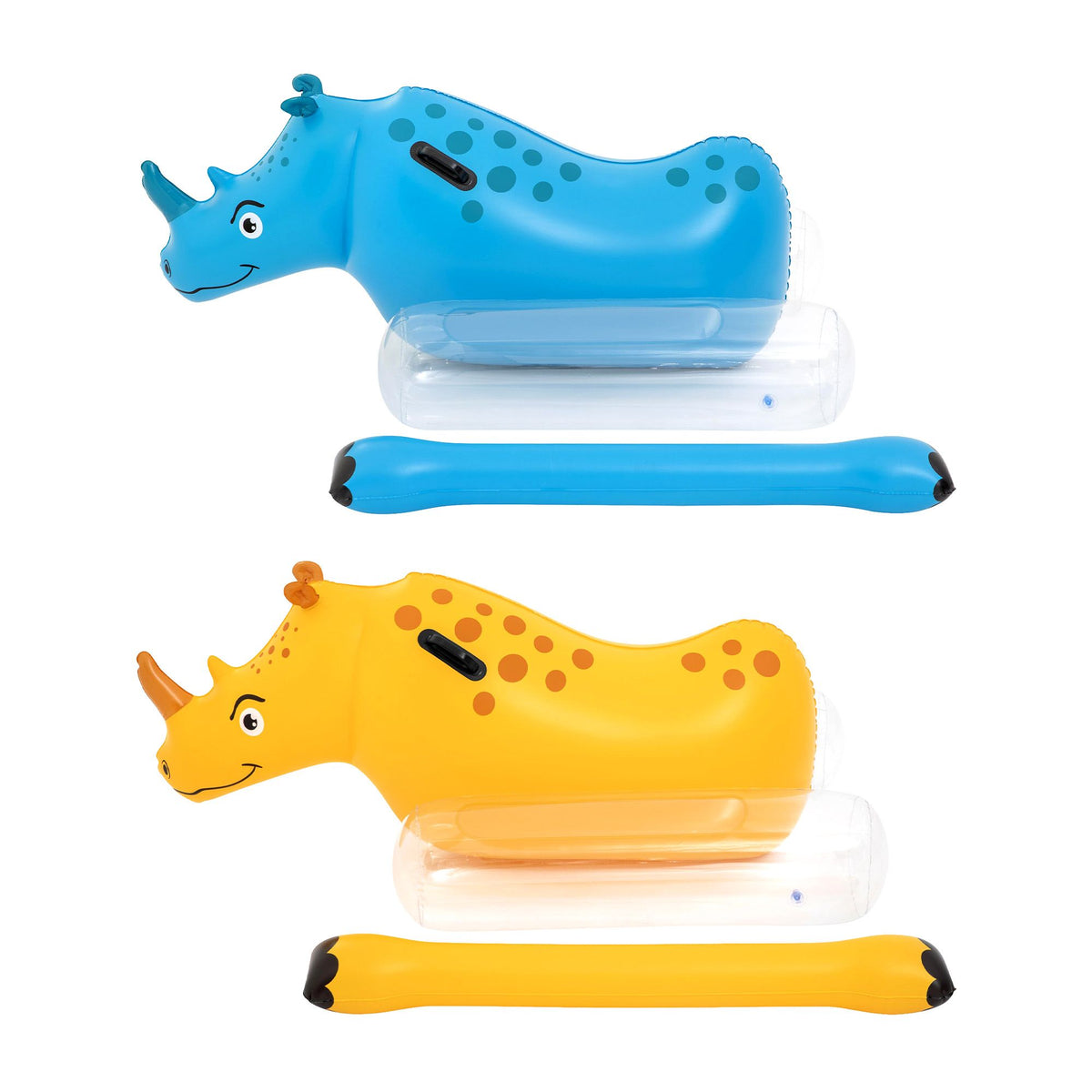 Bestway Rhino Ride-On Pool Float Toy Set of 2 with Boppers for Kids Aged 3-12