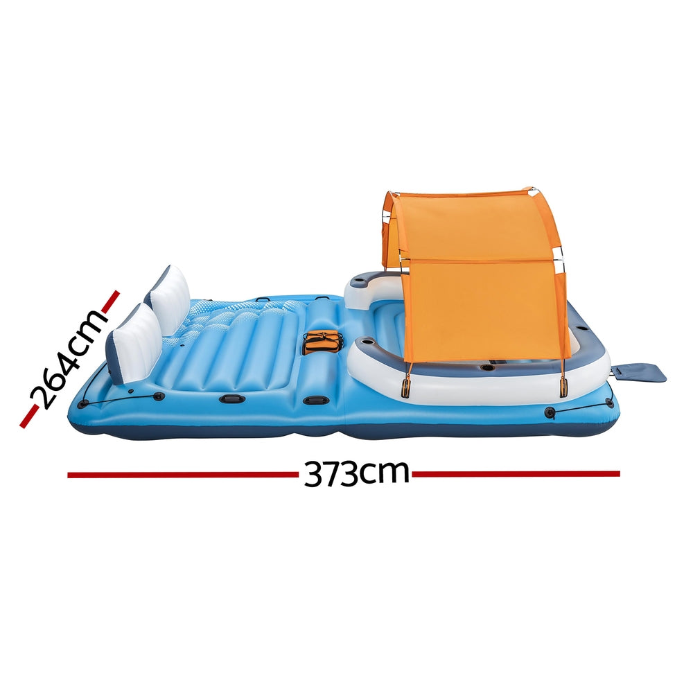 Pool Float Island Inflatable Lounge 6-person Raft Seat Canopy
