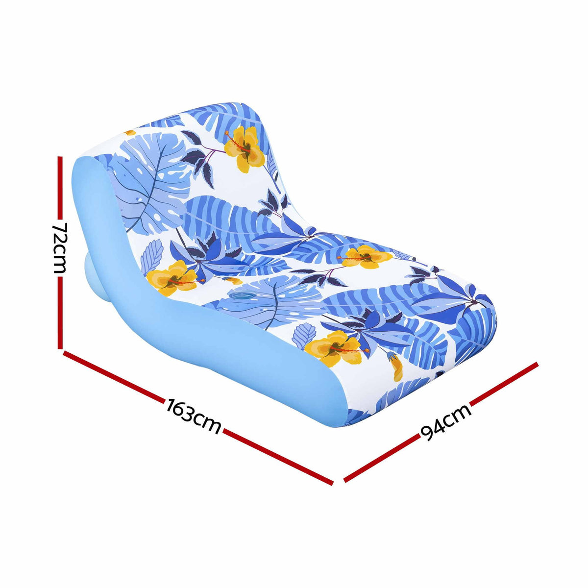 Inflatable Pool Float Sun Lounger with Cup Holder 163x94cm Blue
