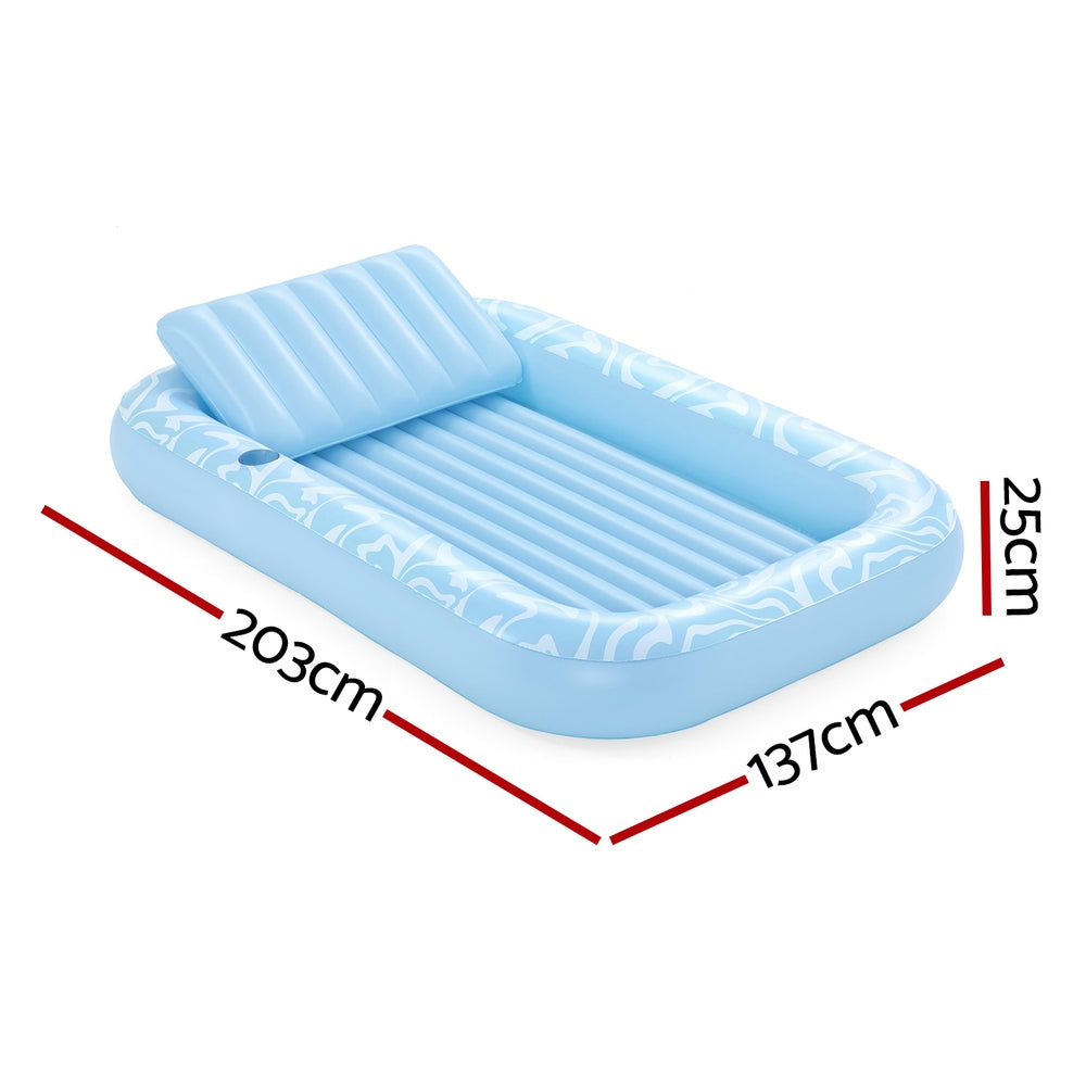 Bestway Float Floating Seat Pool Lounger Inflatable Lounge Chair Bed Pillow Cup Holder 2.03MX1.37M