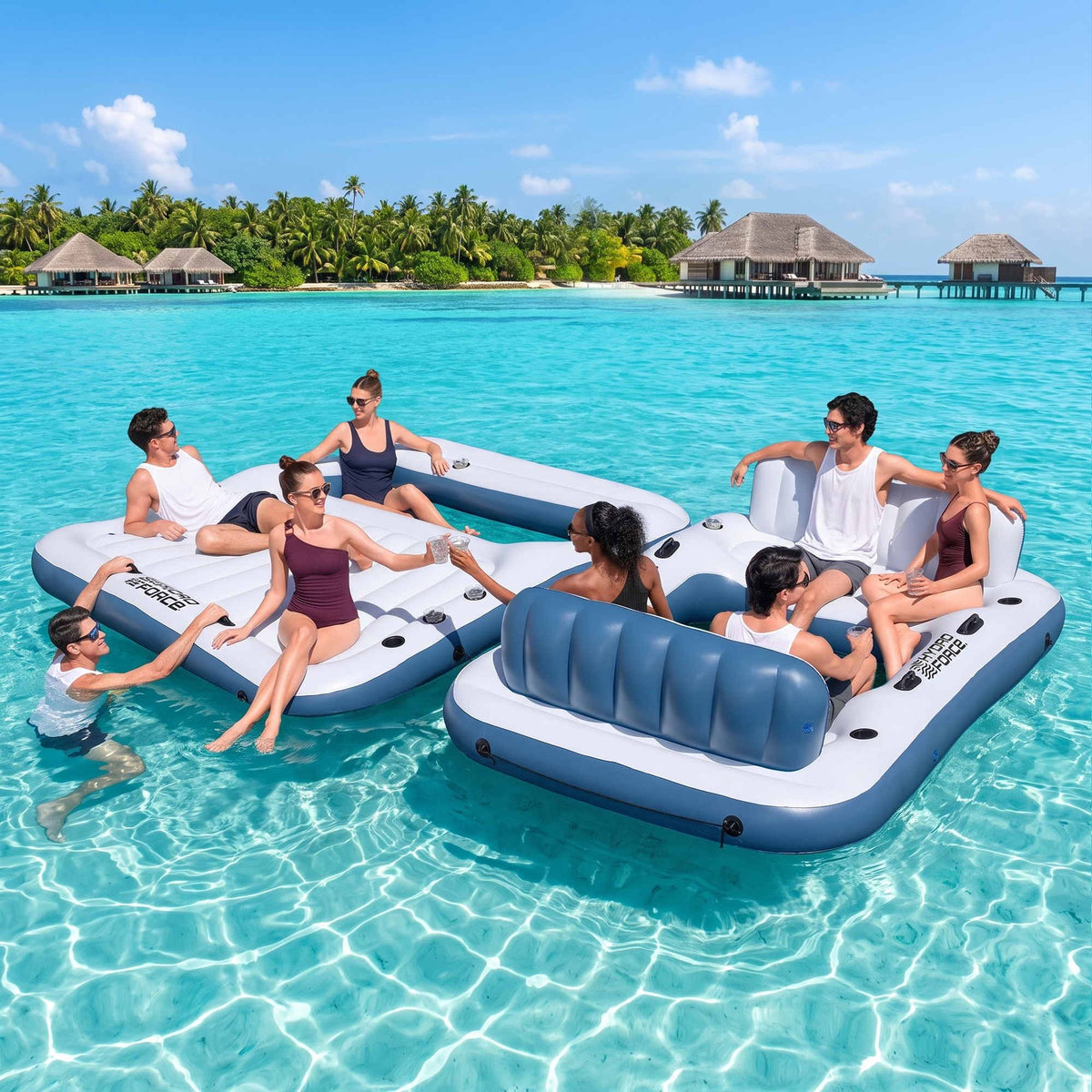 Inflatable Floating Island Float Lounger Pool Bed 4.16Mx2.68M