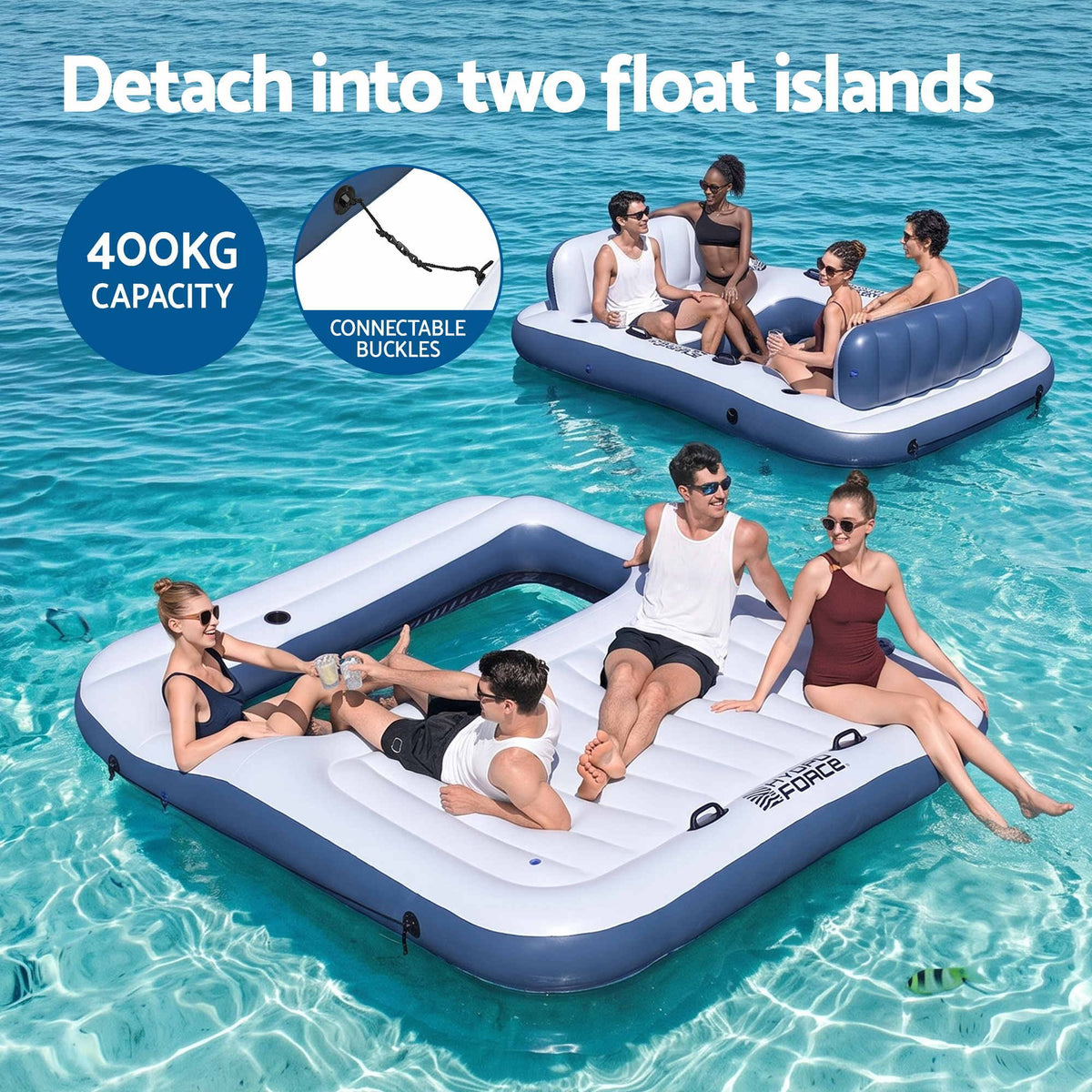Inflatable Floating Island Float Lounger Pool Bed 4.16Mx2.68M